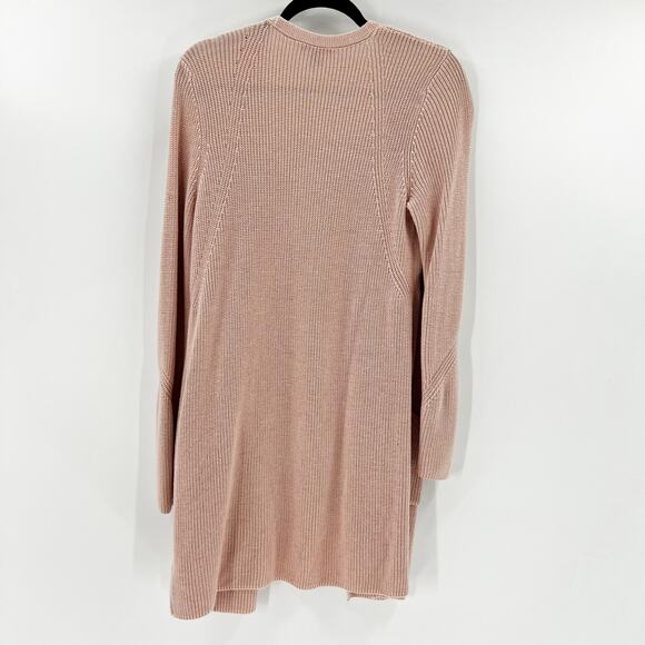 Halogen Pink Long Knit Open Front Cashmere Blend Cardigan M - Picture 3 of 5